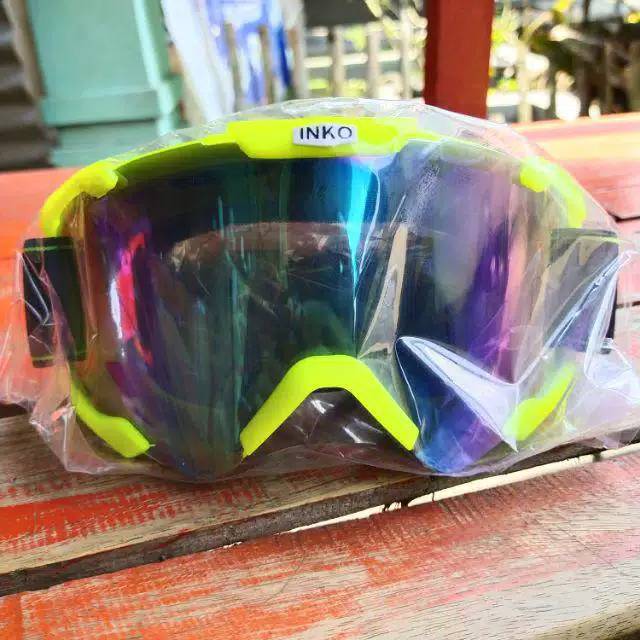 Kaca google cross || Kaca gogle Cross 100% original INKO Yellow Fluo Pelangi