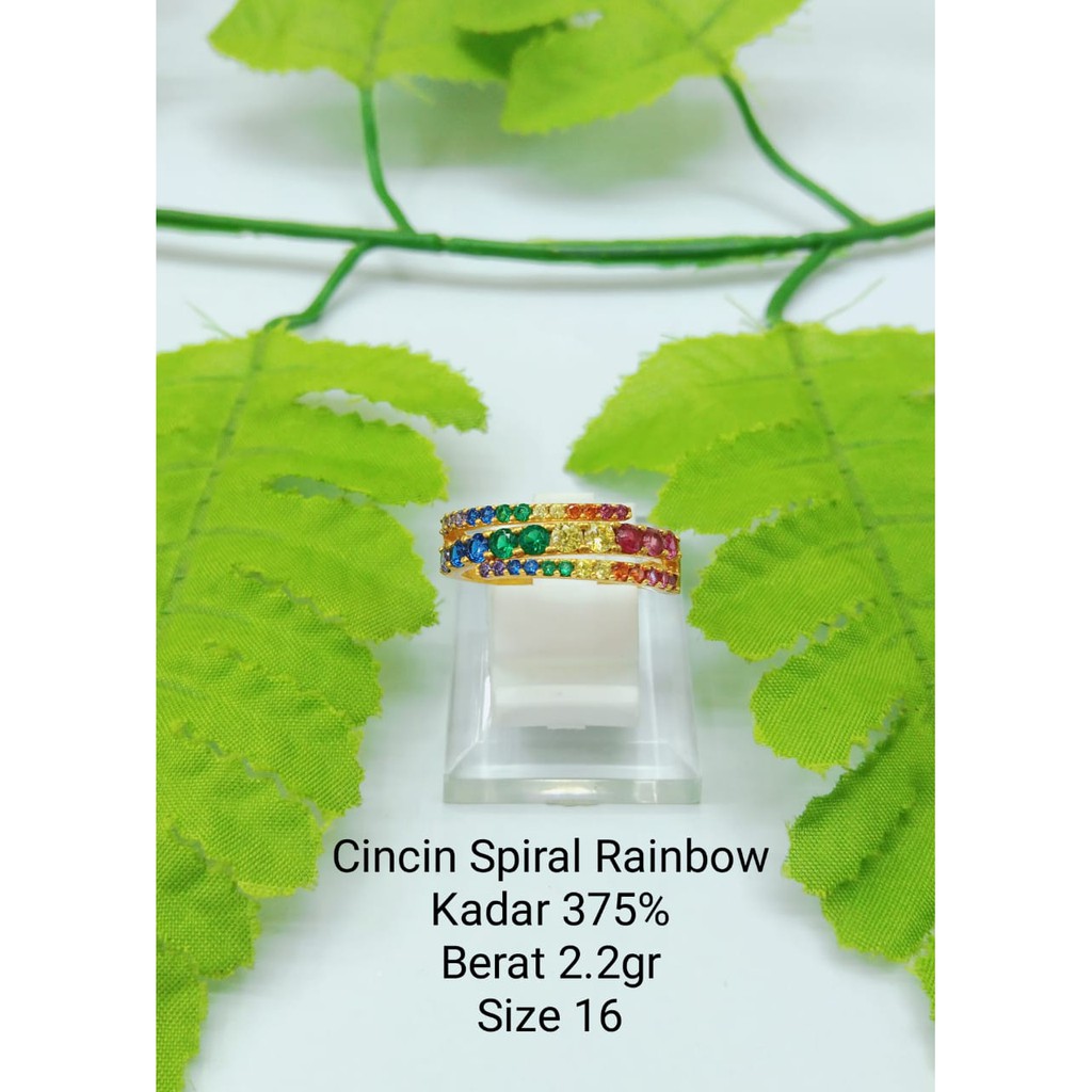 Cincin UBS lala rainbow kadar 375 emas asli fashion