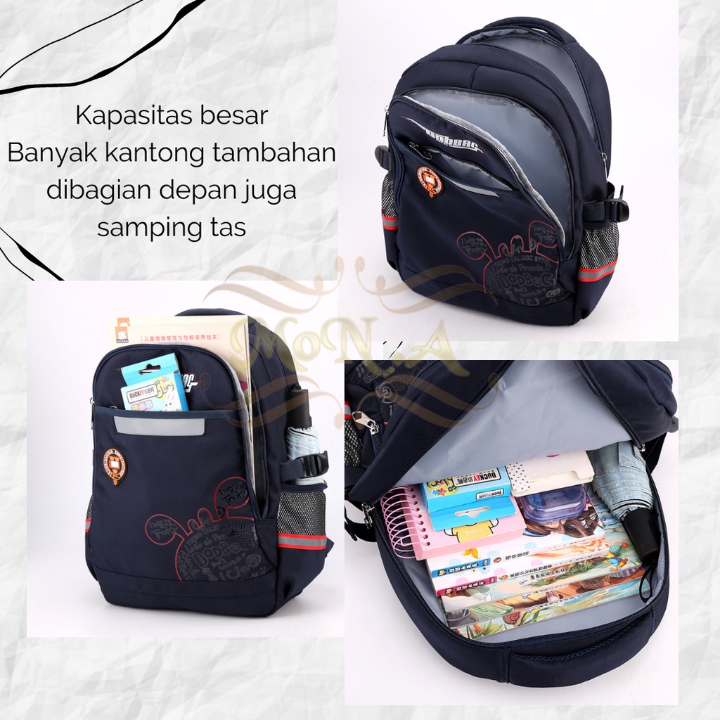 [MONA] TAS SEKOLAH RANSEL ANAK SD/SMP/SMA COWOK CEWEK LUCU WATERPROOF (TAHAN AIR) M0186 - KUALITAS  IMPORT PREMIUM