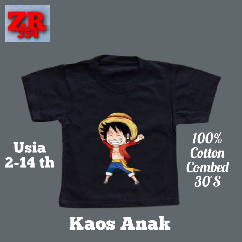 Baju anak kaos LUFFY anime ONE PIECE logo tshirt anime SHOUNEN hitam kaos anime oversize lokal kaos 