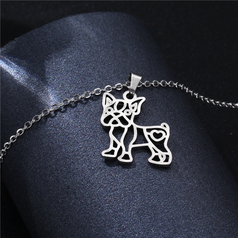 Baru Hollow Hewan kalung wanita sederhana trendi stainless steel anjing liontin klavikula rantai orn