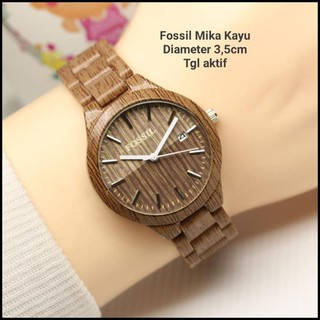 TERLARIS JAM  TANGAN  FOSIL MIKA MOTIF KAYU  UNISEX PALING 