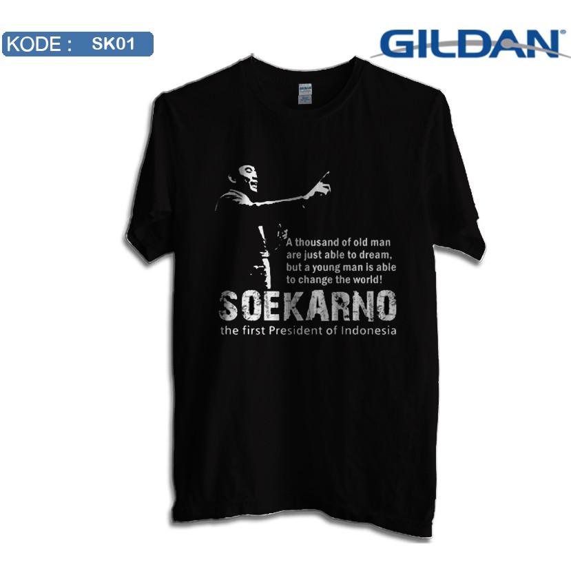 Kaos soekarno / sukarno / bungkarno original gildan softstyle sk01
