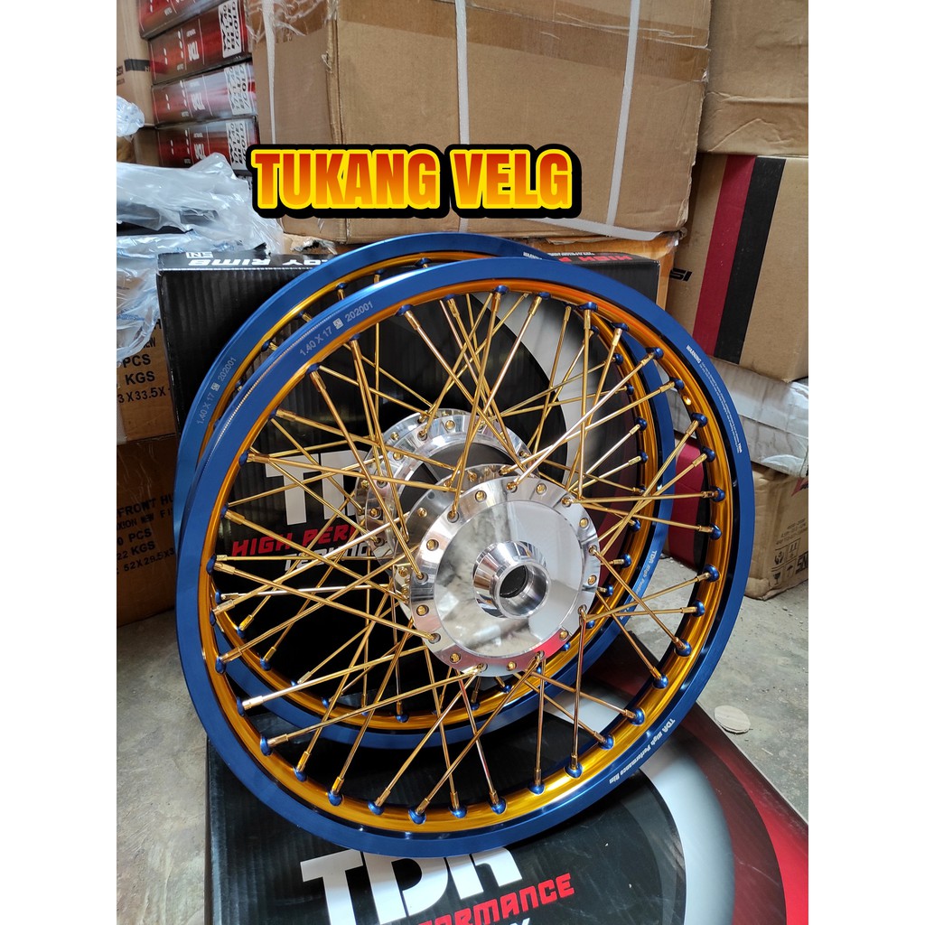 Velg jari jari Vixion new atau Vixion old lama paketan ring 17 TDR twotoone blue gold