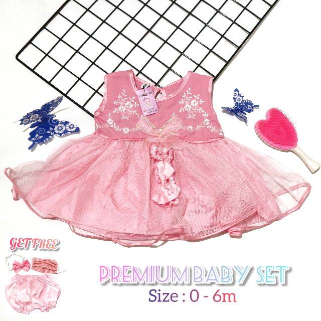 PREMIUM PINK EMBROIDERY TUTU DRESS (0-6M)