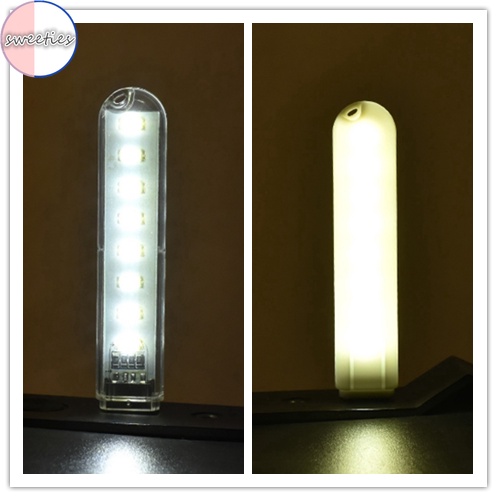 1pc Lampu Tidur 8 LED Mini Bentuk U Disk Dengan Port USB