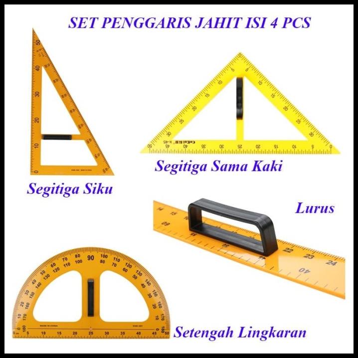 

Vanila | Set Penggaris Jahit - Pola - Badan - Kain - Bahan Isi 4 Jenis