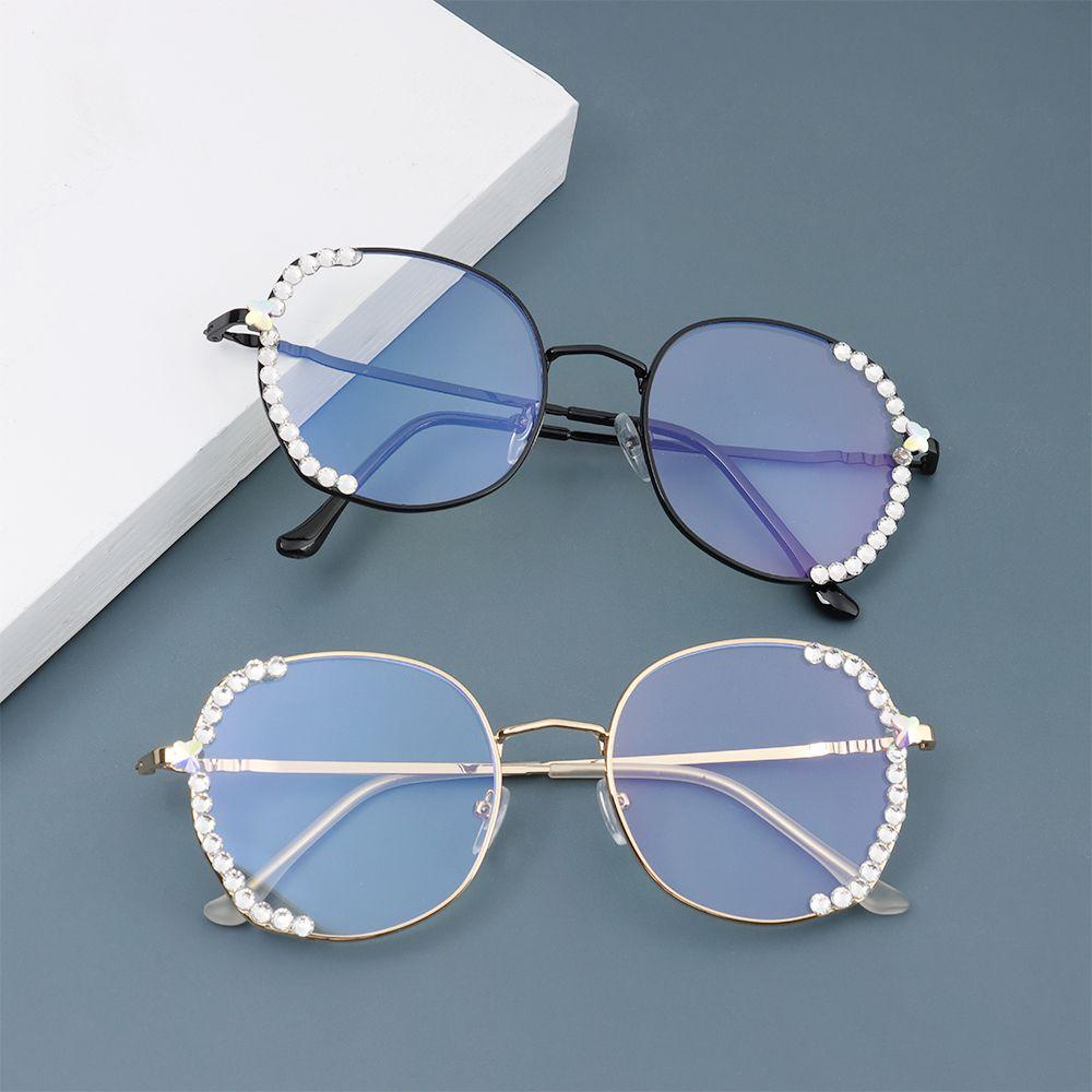 Populer Vintage Kacamata Persegi Visi Perawatan Wanita Fashion Spectacles Rhinestone Eyewear