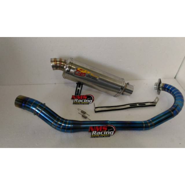 knalpot CLD C3 OVAL.SATRIA FU/VIXION.LEHER FULL CACING BLUE
