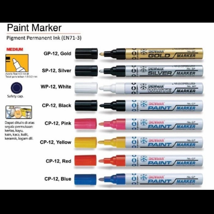 

Spidol Snowman Paint Marker Permanent Ink/Spidol Permanen Warna Warni