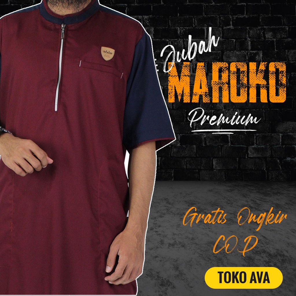 Pakaian Baju Muslim Jubah Gamis Kasual Terbaru Laki Laki Pria Dewasa Lengan Pendek Warna Hitam Polos