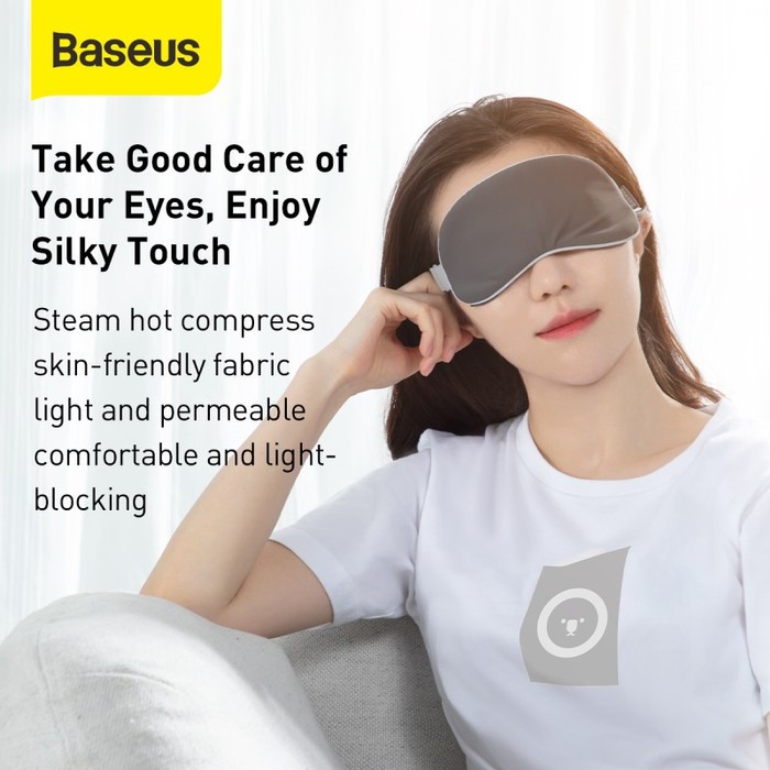 BASEUS ORIGINAL Thermal Eye Cover Massage Masker Penutup Mata Tidur Travel Ori