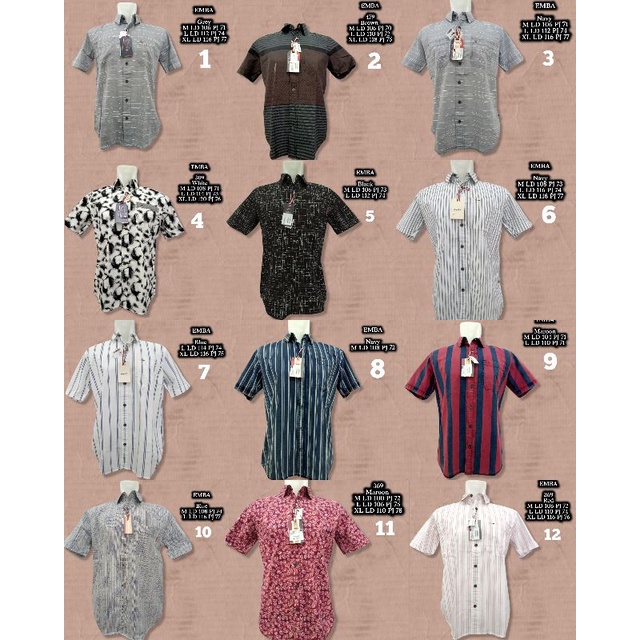 EMBA KEMEJA LENGAN PENDEK / KEMEJA PRIA EMBA ORIGINAL RESTOK