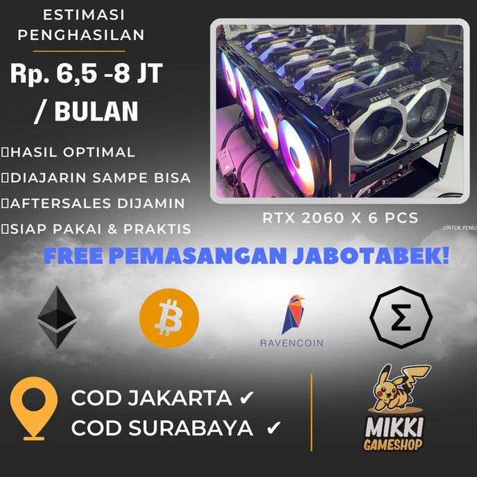Paket Pemula Mining Rtx 2060 X 3 Rig Penambang Crypto Eth Btc Bnb Doge