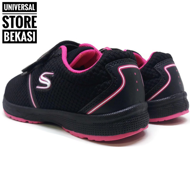 SEPATU SEKOLAH ANAK PEREMPUAN CEWEK PAUD TK SD SANTICA AKITA HITAM PINK SNEAKERS CASUAL ANAK MURAH