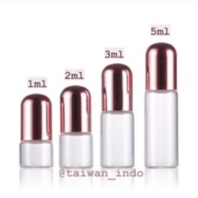 1ml Botol Clear Tutup Rose Gold Pink Roll On Glass Perfume Essential Oil Vials Stainless Roller Ball Travel Clear Bottle