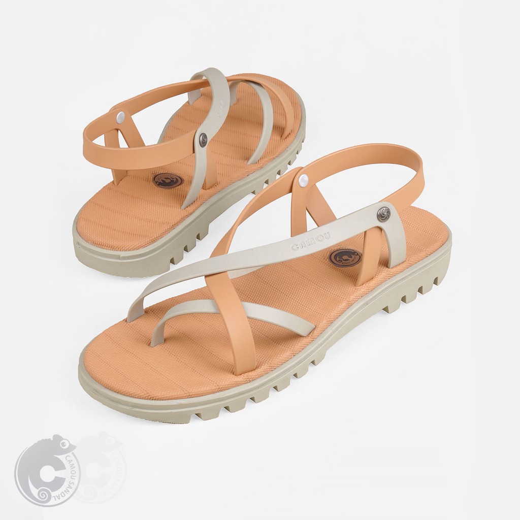 CAMOU - Liviana Mango - Sandal Tali Wanita Kasual Warna Orange Beige