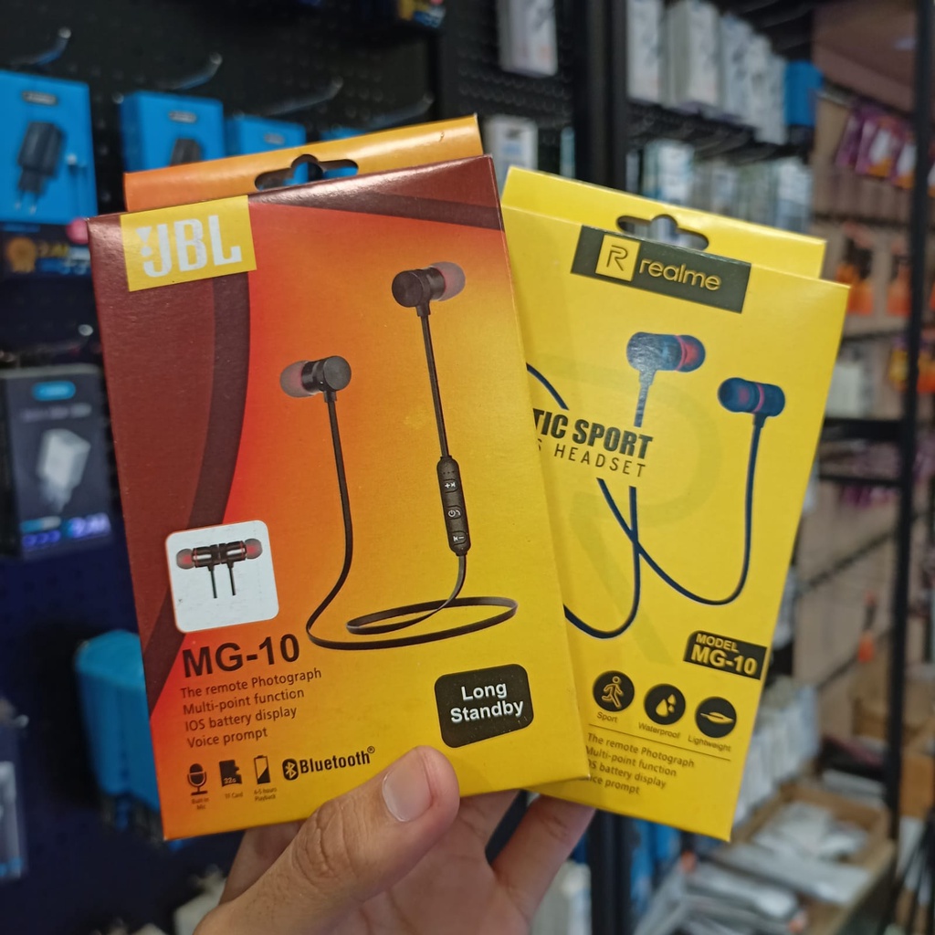 MG-10 SPORT WERELESS Headset Earphone HEDSET JBL Magnet Bluetooth GROSIR MURAH