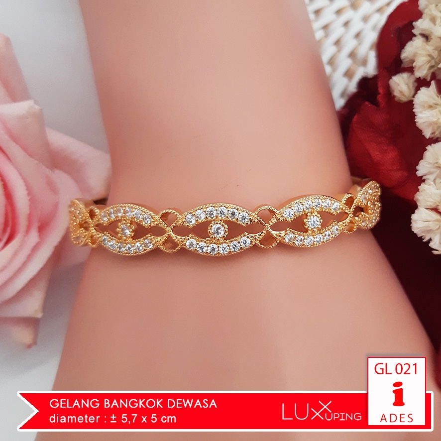 GL 021 Gelang Bangle Dewasa Gelang Bangkok India Cantik Perhiasan Imitasi Lapis Emas - Luxx Xuping