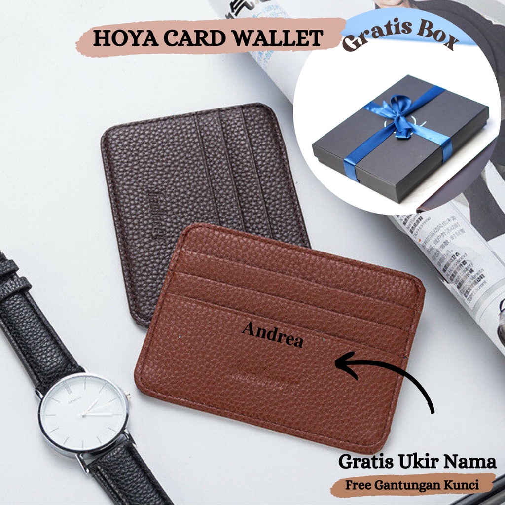 Dompet Kartu Pria Hoya Card Wallet Bahan Kulit PU - Gratis Ukir Nama