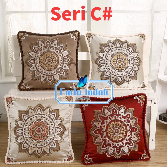 sarung bantal sofa sarung bantal kursi motif mewah 48×48CM IMPOR