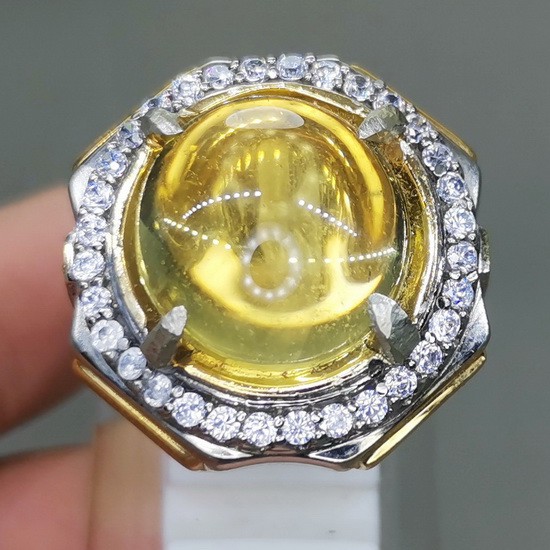 CINCIN BATU AKIK NATURAL KINYANG EMAS KRISTAL