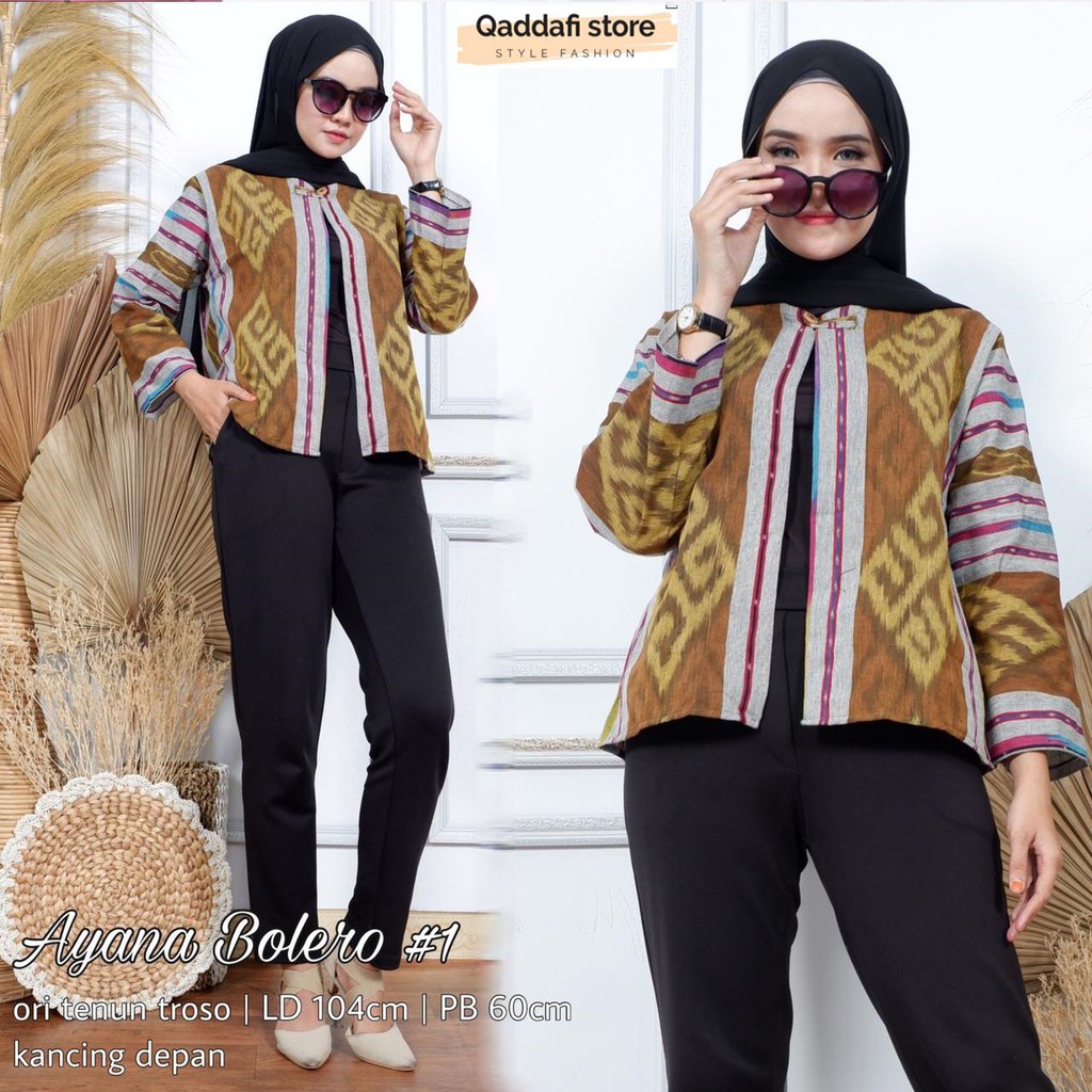 BOLERO Outer Wanita Fashion Muslim / Tenun Ayana Bolero Atasan Batik Wanita Kekinian | Randomarea