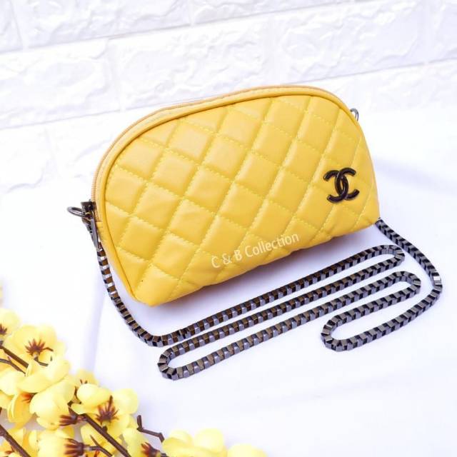 Dompet Chanel Kerang Clutch Selempang 2 Ruang Sling Bag Tas Pesta Wanita C&B Collection
