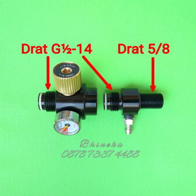 Adjustable Paintball Regulator / APR + Adaptor ke Tabung 5/8-18unf