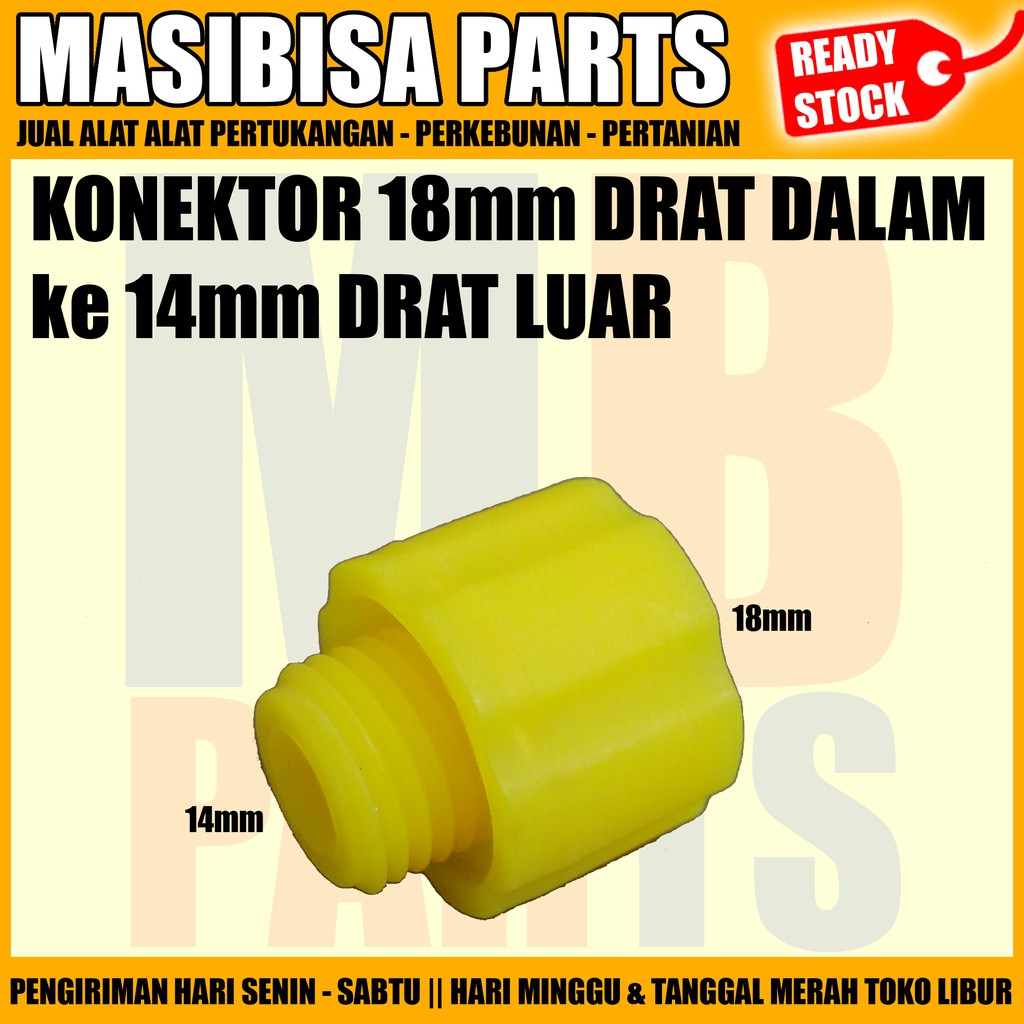 Konektor 18mm Drat Dalam ke 14mm Drat Luar