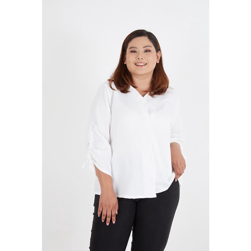 Sorabel - Auriez Plain V-Neck Big Blouse / Blouse Polos Wanita Lengan 3/4-7