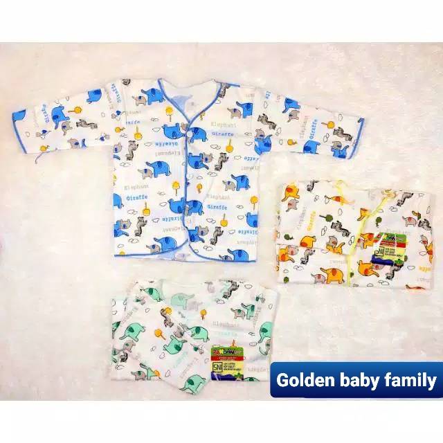 Baju Bayi Zahdan Lengan Panjang Doble  Nb Putih Full Print