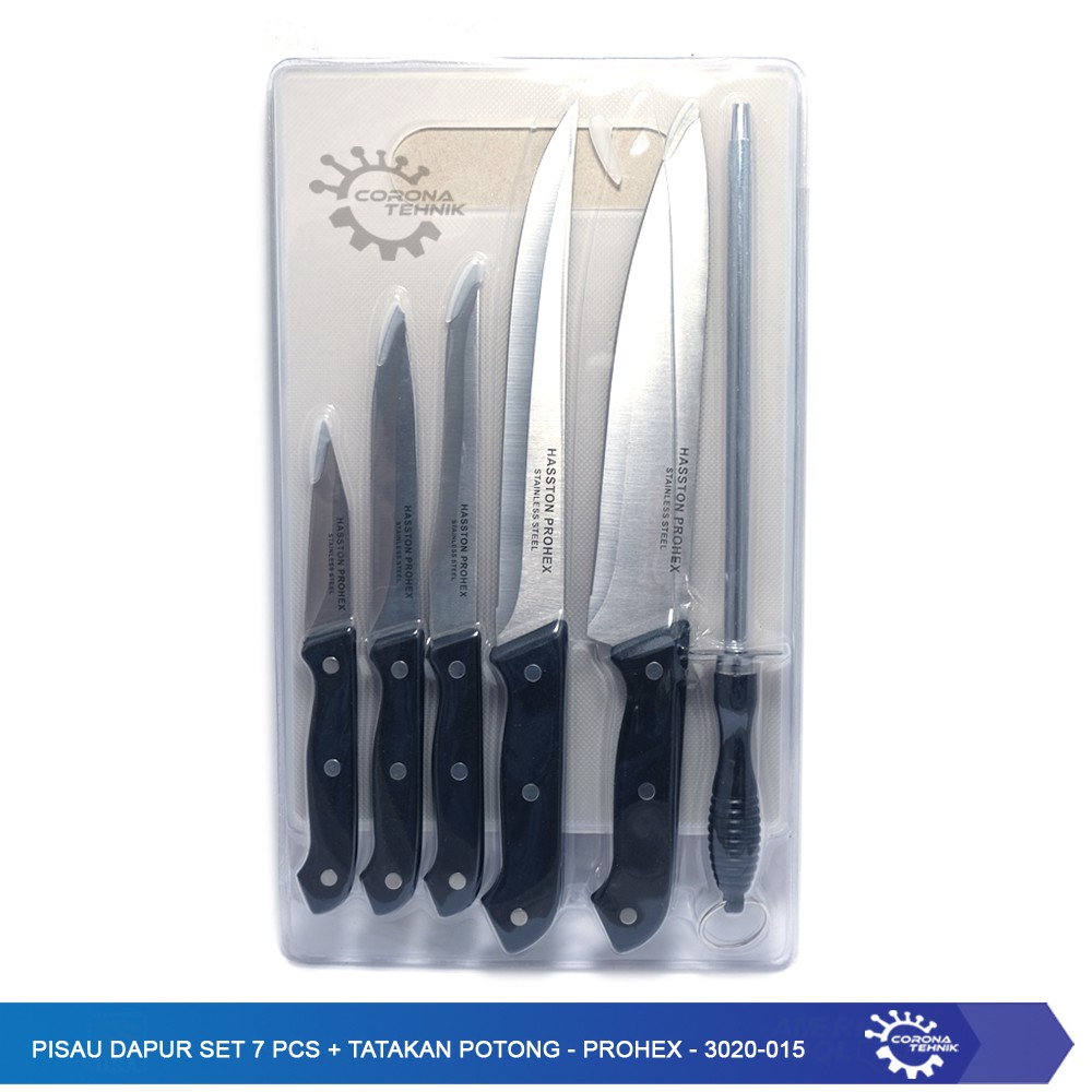 Pisau Dapur Set 7 Pcs + Tatakan Potong - Prohex - 3020-015