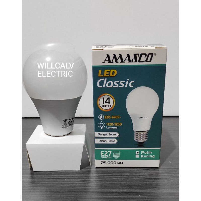 LAMPU LED AMASCO CLASSIC 14W 14WATT 14 W 14 WATT CAHAYA PUTIH