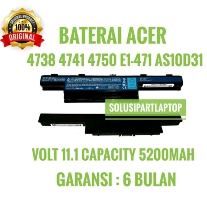 Battery Laptop ACER Aspire 4738 4739 4741 4755 E1-471 4752 ORI