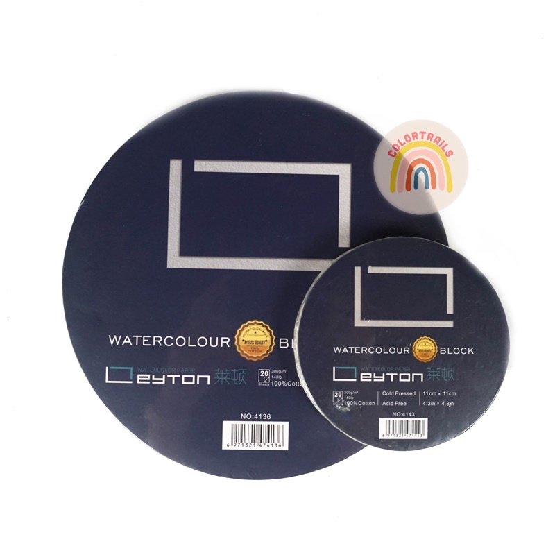 

Leyton Round Watercolor Block 300GSM 100% Cotton 21x21cm 11x11cm