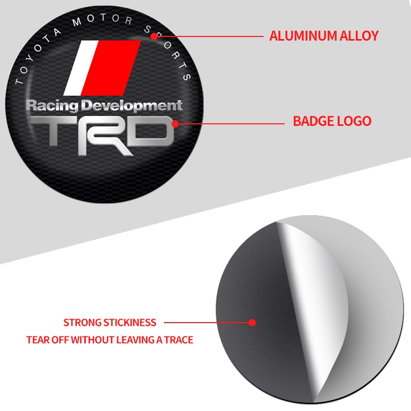 TOYOTA 4pcs Stiker Cover Hub Tengah VIOS Avensis Auris Hilux Corolla Camry Logo TRD 56mm Bahan Aluminum