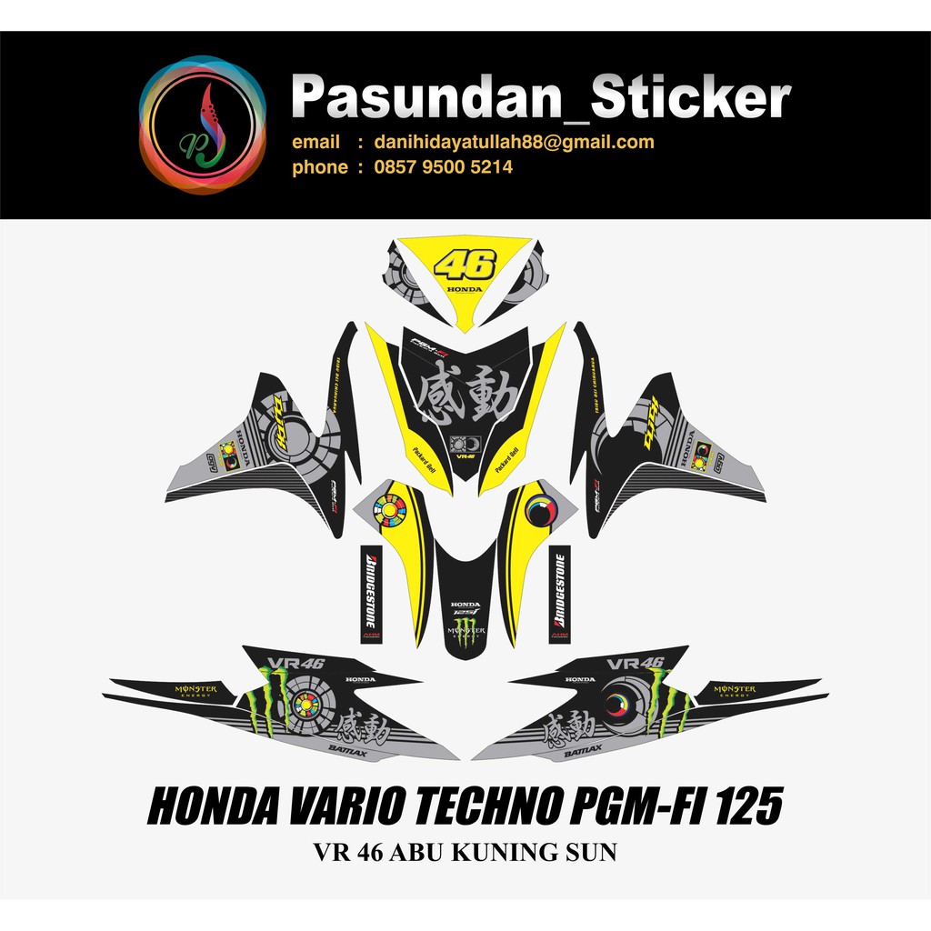 HONDA VARIO TECHNO PGM-FI VR 46 ABU KUNING SUN
