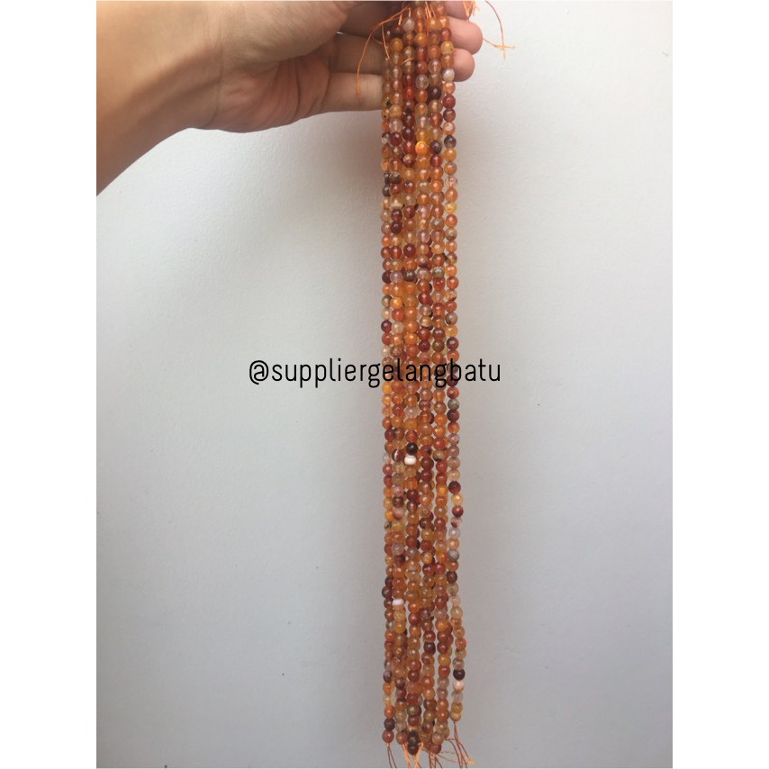 Batu Carnelian serat orange 6mm CUTTING natural oren bahan alam fesyen craft supplier pria wanita