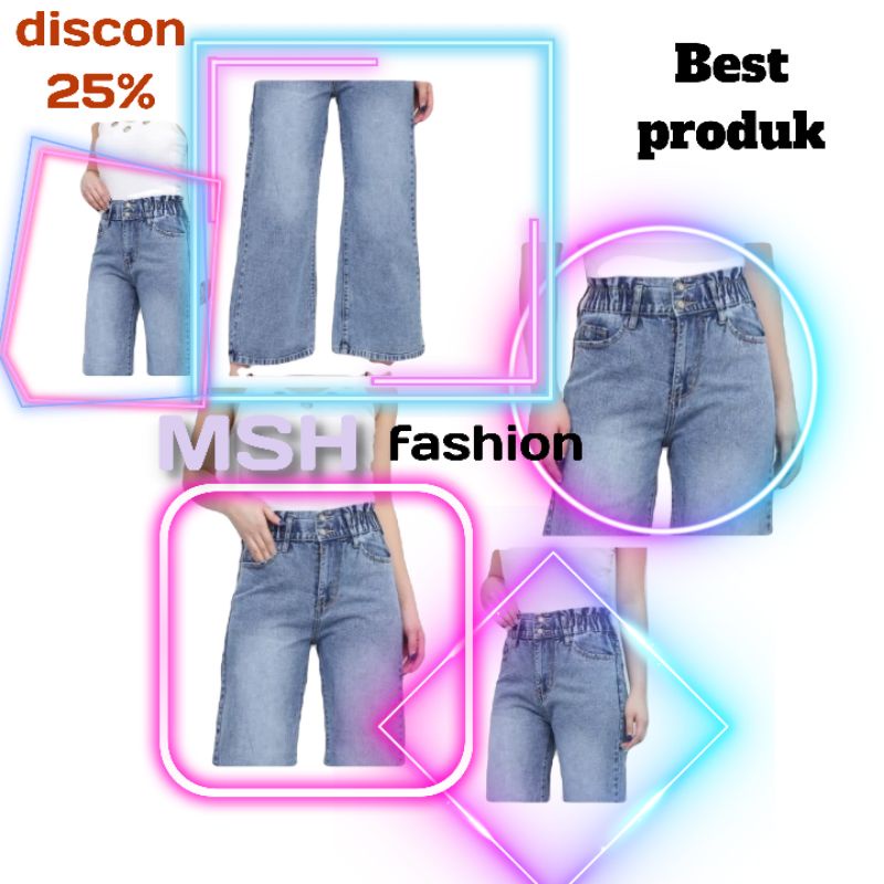 celana wanita kulot jeans HIGH WAIST panjang kekinian//panjang celana 90cm