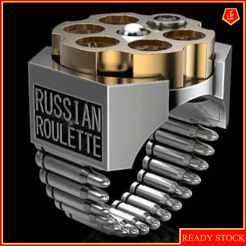 [Ready Stock]Creative Russian Roulette Wheel Shape Ring Punk