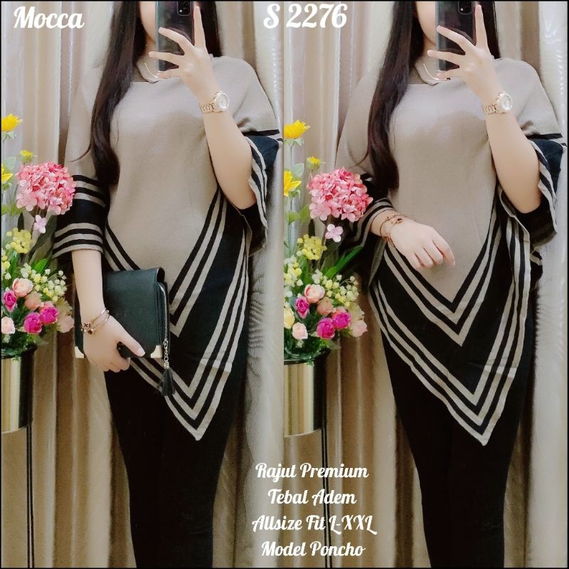 2276 Atasan Rajut Poncho 348 Premium