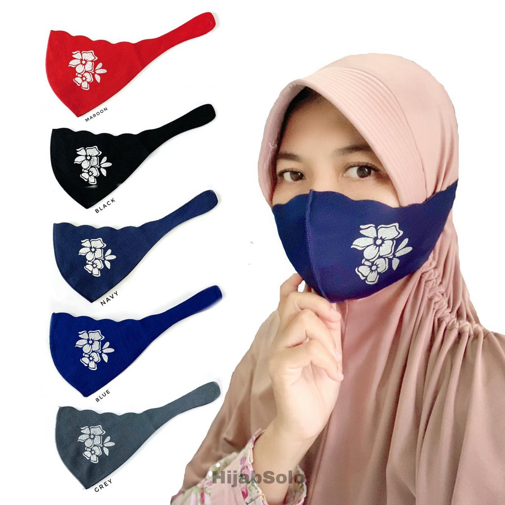 Masker Scuba Hijab Tali Motif Bunga