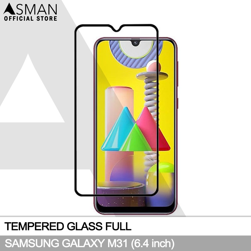 Tempered Glass Full Samsung Galaxy M31 (6.4&quot;) | Anti Gores Kaca - Hitam