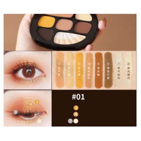 Lameila Eyeshadow Pallete 8 Warna Mutiara Matte Blush Glitter LS 5098