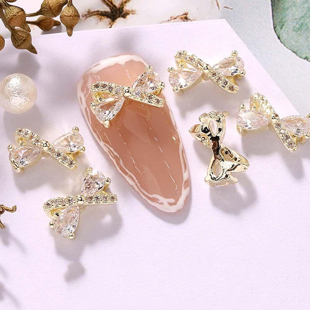 Mxbeauty Ikatan Simpul Kuku Berlian Imitasi Mewah Fashion DIY Nail Art Manicure Bowknot Nail Drills Nail Art Ornamen Kristal Busur Kuku Perhiasan