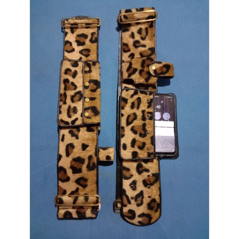 Sabuk othok kulit motif macan ukuran 11 cm/Sabuk Bopo/Sabuk Pawang