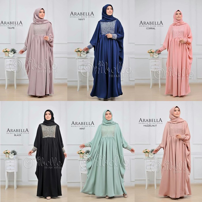Dress pesta / gamis abaya set khimar / setelan muslim : Arabella Set C