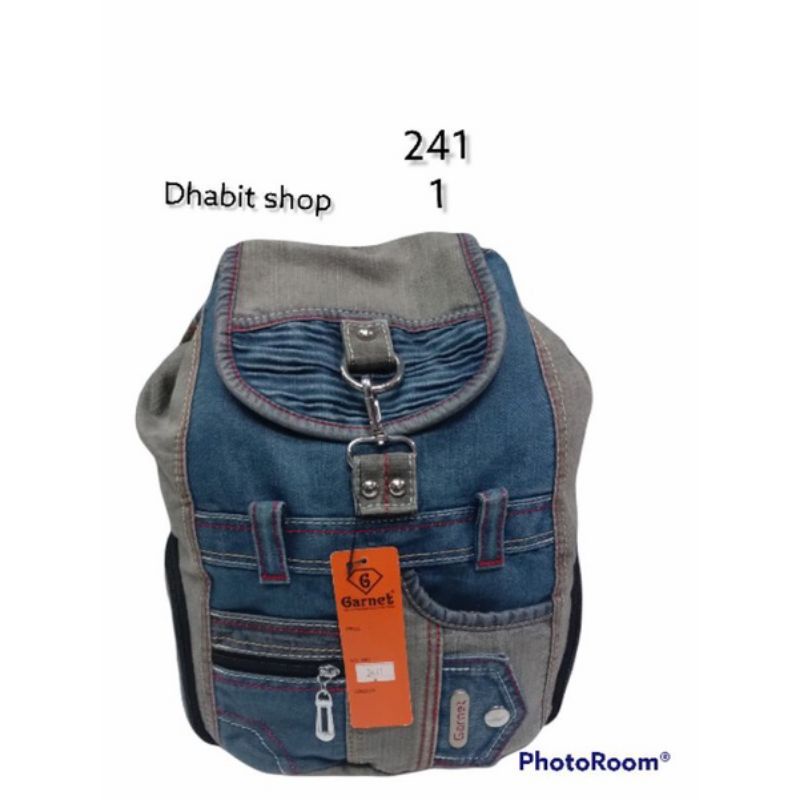 Tas ransel wanita bahan jeans denim ori garnet