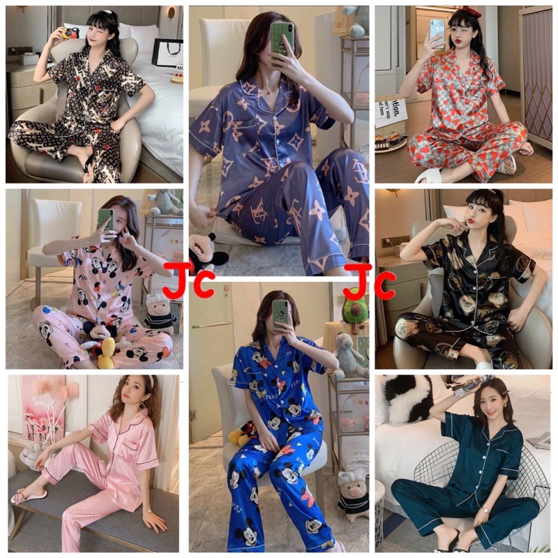 JC- Set Piyama Baju Tidur SATIN Import CP / Piyama wanita Satin import / Piyama wanita Sutra kekinian